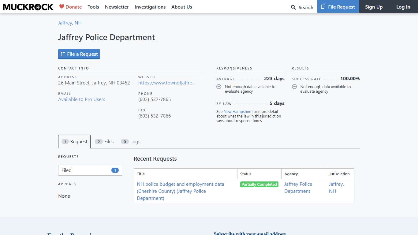 Jaffrey Police Department • MuckRock