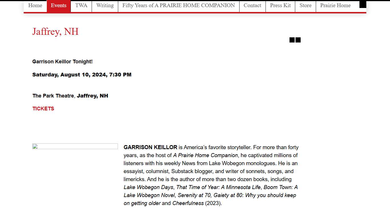 Jaffrey, NH Garrison Keillor